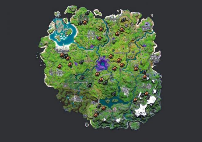 Karte der Tierwelt in Fortnite.