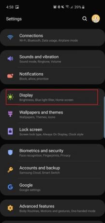 pantalla de configuración del samsung galaxy s10 plus s10e