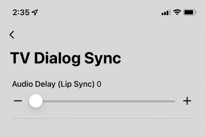 Configurações de sincronização de diálogo de TV para Sonos Beam.