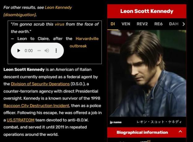 Halaman wiki Capcom mengatakan Leon S Kennedy adalah orang Italia.