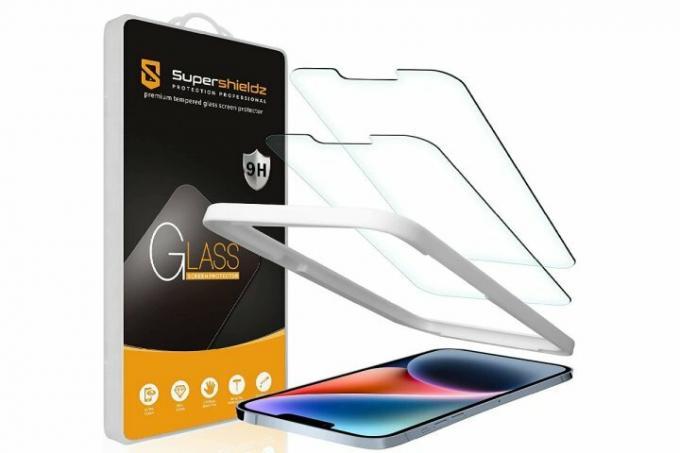 Supershieldz Displayschutzfolie aus gehärtetem Glas für iPhone 14 Plus.