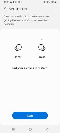 Samsung Galaxy Wearables-appen som visar passformstestresultat för Samsung Galaxy Buds 2.