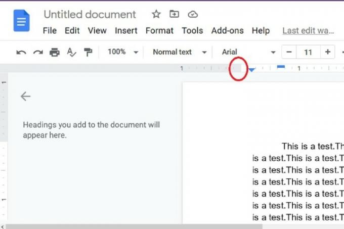 cómo cambiar los márgenes en la captura de pantalla de la regla de Google Docs margen izquierdo