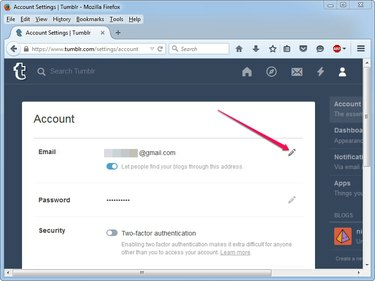 Redigere e-postadressen til Tumblr-kontoen.