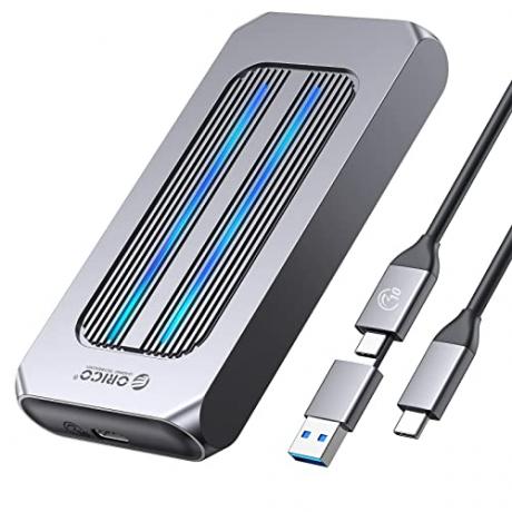 ORICO NVMe ház M.2 SSD-adapter, RGB M2 alumínium ház USB C 3.2 Gen 2 10Gbps PCIe M-Key-hez (B+M kulcs), Thunderbolt 3 kompatibilis, félvezetős meghajtó olvasó 2230224222602280 SSD-khez-GY-M2R1