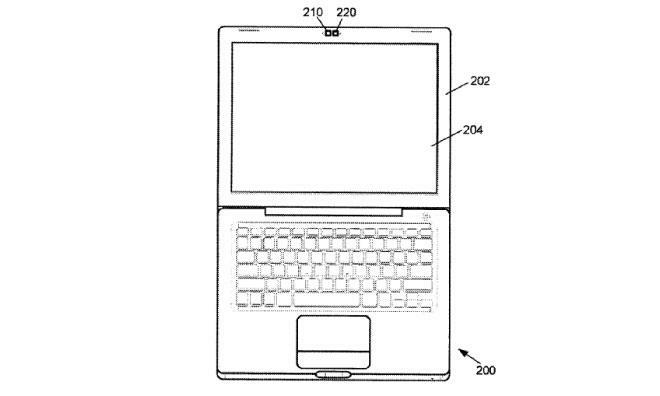 Apple divu kameru patents. Ņemiet vērā, ka ilustrācija ir portatīvais dators, taču to var izmantot mobilajā ierīcē.
