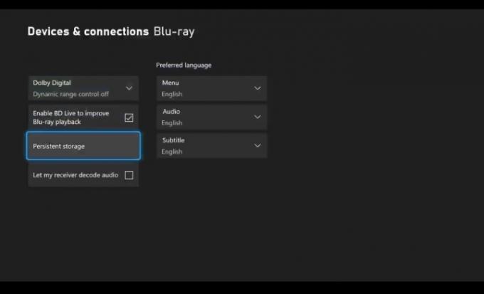 Almacenamiento persistente de Blu Ray en Xbox.