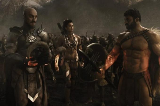 Ares, Artemis a Zeus ve starověké Zemi ve hře Zack Snyder's Justice League.