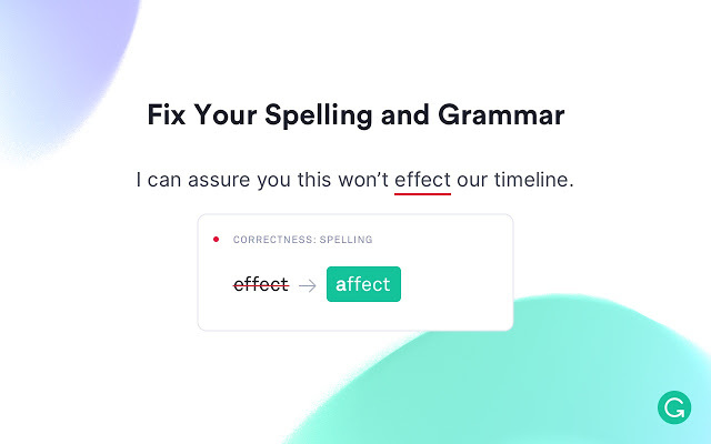 Снимка на продукта Grammarly, показваща пример за видовете граматически проблеми, които може да помогне за коригирането.