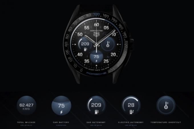 Komplikace vozu Porsche dostupné na Tag Heuer Connected Calibre E4 Porsche Edition.