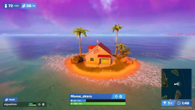 Kame House på ön i Fortnite.