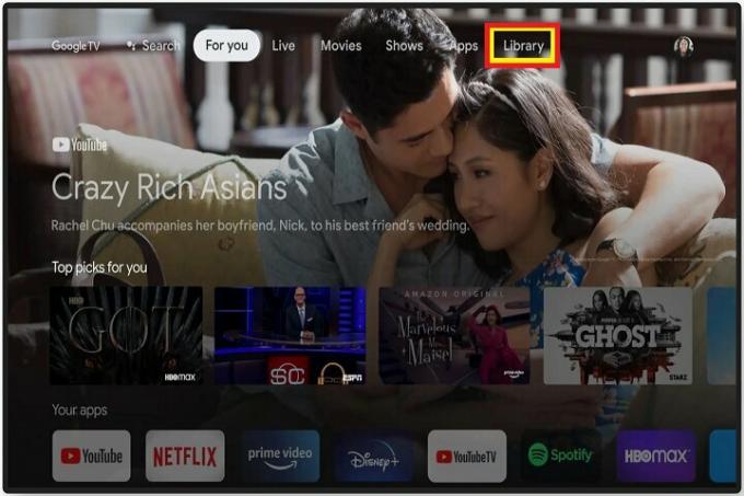 Guia Biblioteca no Google TV.