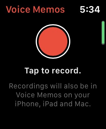 Memorando de voz do WatchOS 6.