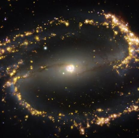 Den här bilden, tagen med Multi-Unit Spectroscopic Explorer (MUSE) på ESO: s Very Large Telescope (VLT), visar den närliggande galaxen NGC 1300.