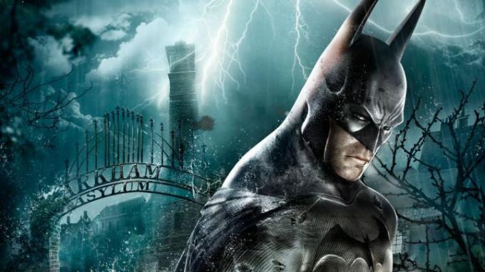 Nahaufnahme von Batman in Batman: Arkham Asylum.