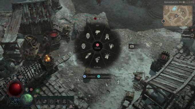 Una ruota delle emote in Diablo 4