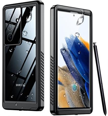 Temdan for Samsung Galaxy S23 Ultra 케이스 방수, 화면 보호기 내장 [IP68 수중][12FT Military Dropproof][Snowproof][Real 360] 전신 충격 방지 보호 케이스 6.8인치 - 블랙