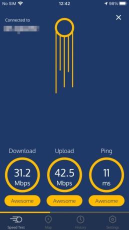 اختبار سرعة تطبيق Meteor 5G.