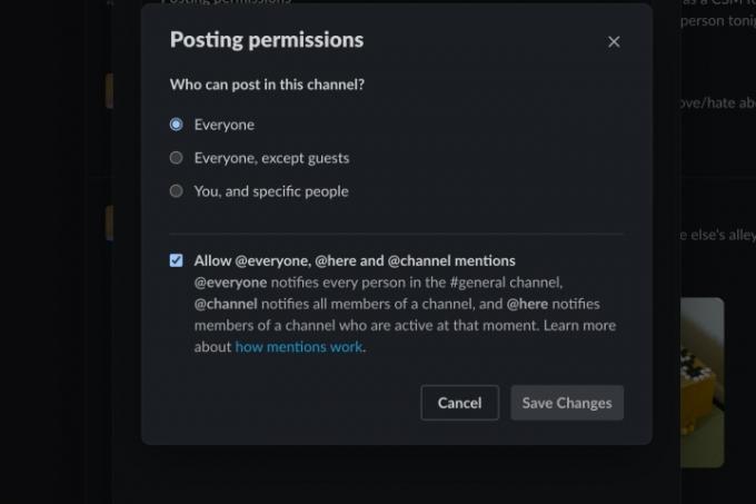 Slack Posting Permissions.