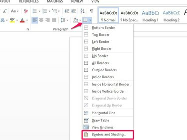 Χρησιμοποιήστε το μενού Borders and Shading για να δημιουργήσετε περιγράμματα σελίδας.