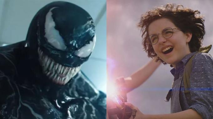 Tom Hardy och Mckenna Grace i Venom and Ghostbusters: Afterlife.