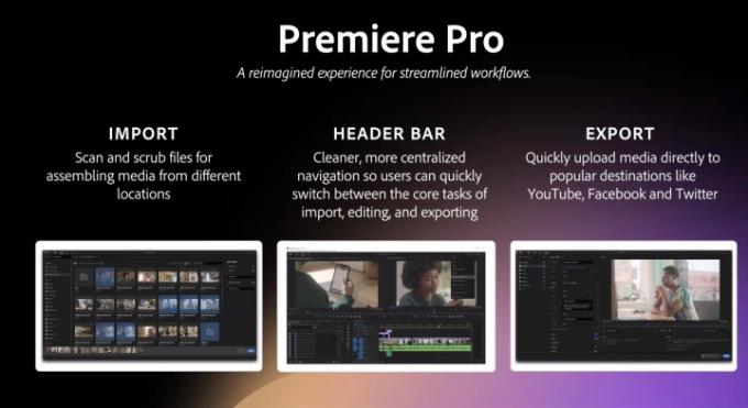 Adobe Premiere Pro에는 새로운 가져오기 및 내보내기 UI가 제공됩니다.