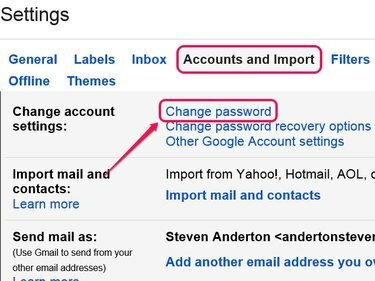 Klik på Change Password Recovery Options for at administrere dine kontogendannelsesindstillinger.