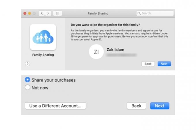 Potwierdzenie konta Apple ID jako organizatora Chmury rodzinnej na komputerze Mac.