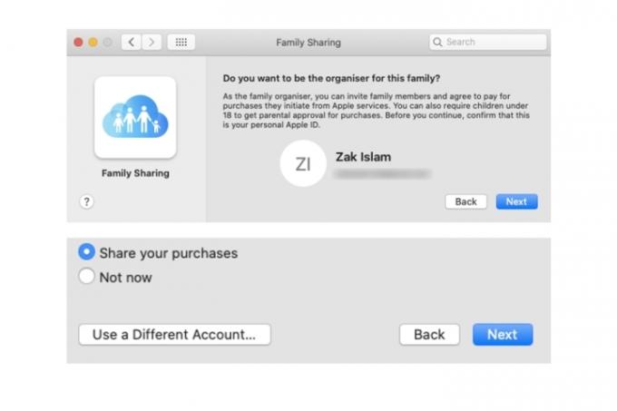დადასტურება, რომ თქვენი Apple ID ანგარიში იქნება Mac-ზე ოჯახის გაზიარების ორგანიზატორი.