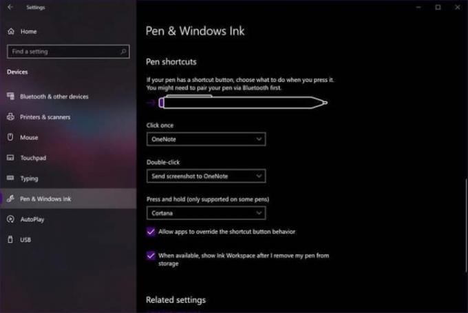 comment prendre une capture d'écran sur les paramètres du stylet Microsoft Surface Windows 768x512