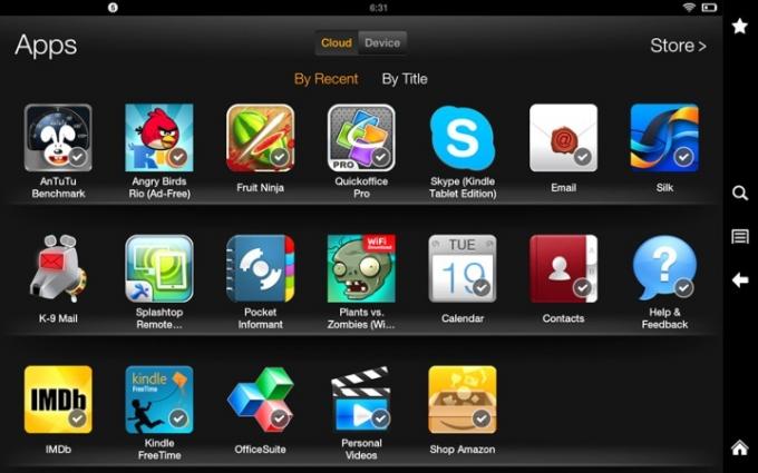 Kindle Fire HD 8.9 applications cloud de capture d'écran