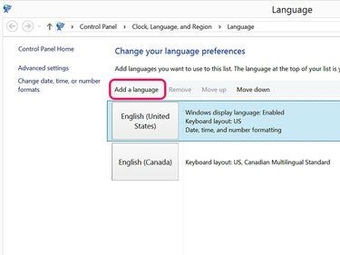 Spustelėkite Pridėti kalbą.