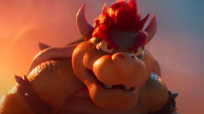 Bowser parecendo zangado em The Super Mario Bros. Filme.