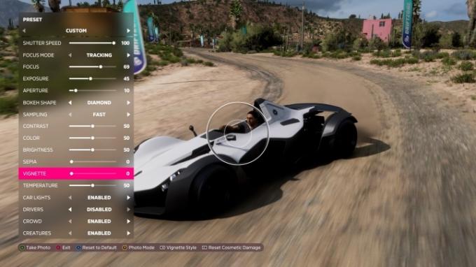 Un grand menu des options photo dans Forza Horizon 5