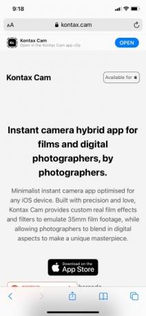 iOS 14 app klipp Kontax Cam