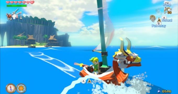 Линк плывет на своем корабле в The Legend of Zelda: Wind Waker.