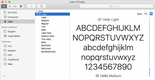 Font Book Sierra