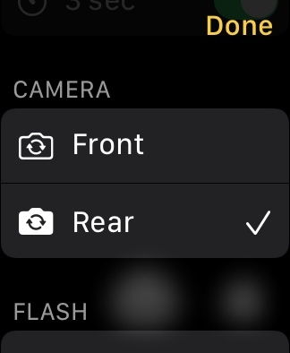 Apple Watch Camera Remote vpředu vzadu.