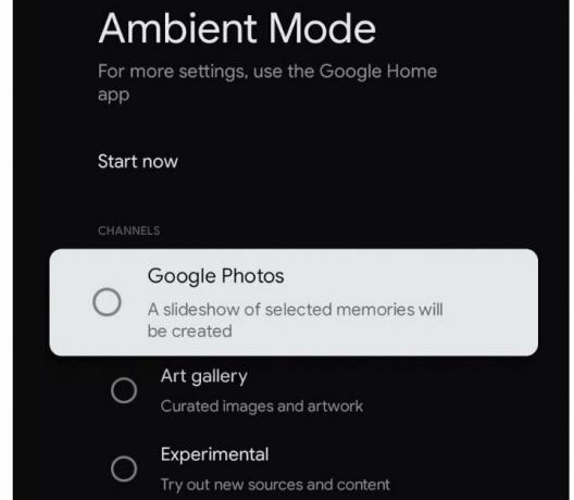 Google Fotos-Option auf Google TV.