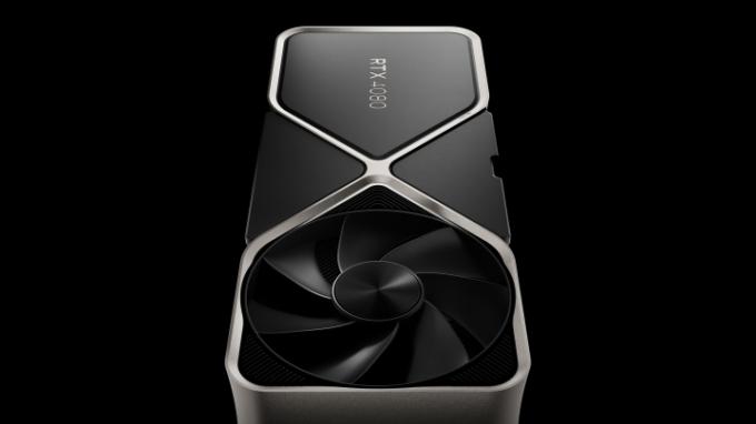 Nvidia RTX 4080 ქულერის ზედა ნაწილი.