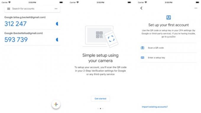 Google Authenticator iOS-skärmdumpar