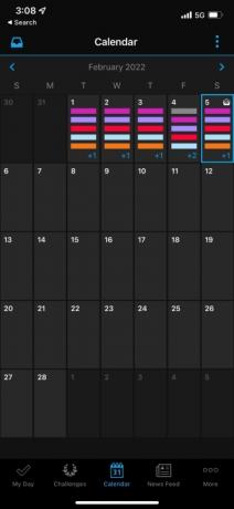 Koledar Garmin Connect prikazuje vaš dnevni napredek.