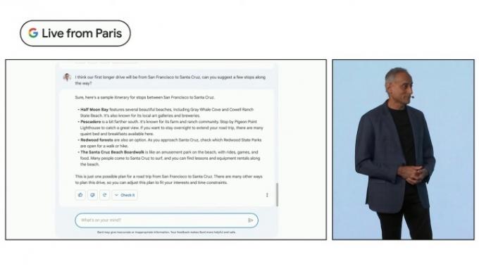 Google Bard AI מספק תוכנית טיול. 