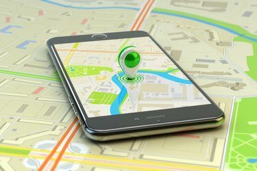 Navigation gps mobile, destination de voyage, emplacement et concept de positionnement