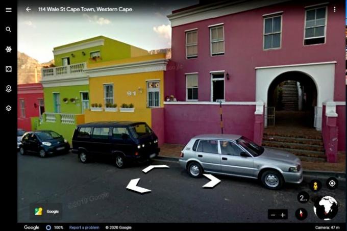 Перегляд вулиць Google Планета Земля з різнокольоровими будинками