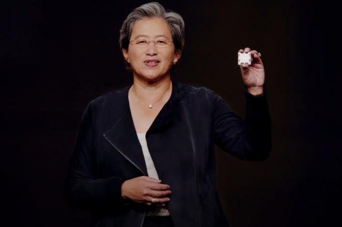 الرئيس التنفيذي لشركة AMD ليزا سو يحمل وحدة المعالجة المركزية Zen 4.