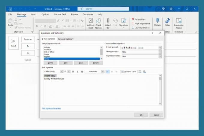 hur man ändrar signatur i Outlook-fönster