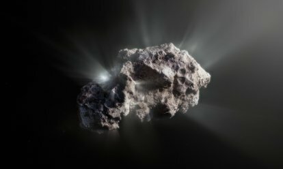 Esta imagen muestra una impresión artística de cómo podría verse la superficie del cometa 2IBorisov. 