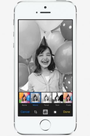 La aplicación de fotos de Apple iOS8 incluye filtros de captura integrados.