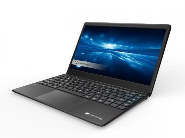 14,1palcový ultra tenký notebook Gateway se zobrazenou obrazovkou.
